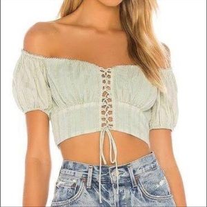 Majorelle crop top lace up